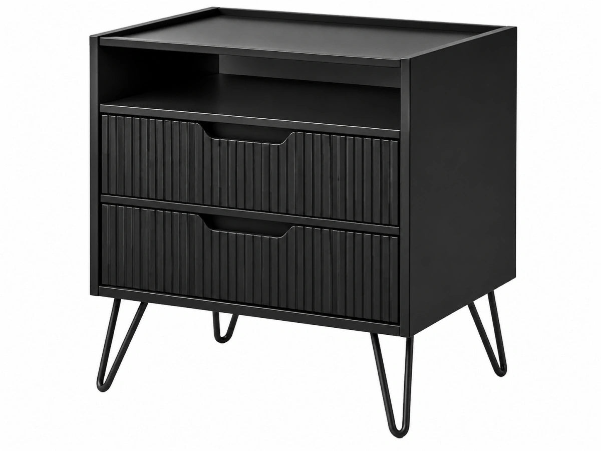 Comodino - Legno - Nero - Moderno