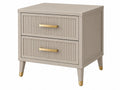 Comodino a Due Cassetti - Legno Beige con Maniglie in Metallo - Stile Moderno