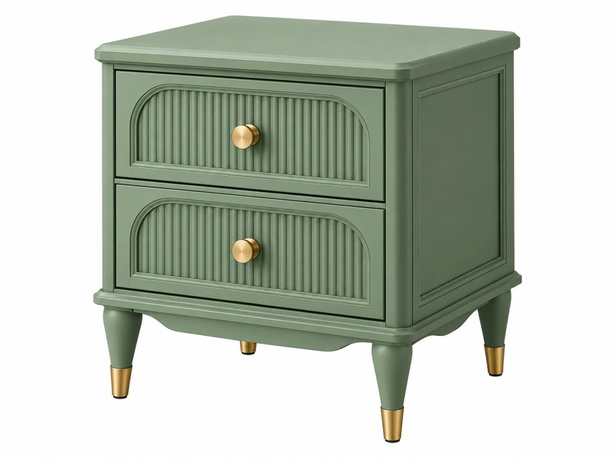 Comodino 2 Cassetti Verde - Legno - Moderno
