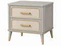 Comodino Due Cassetti Legno/Beige Moderno Camera da Letto