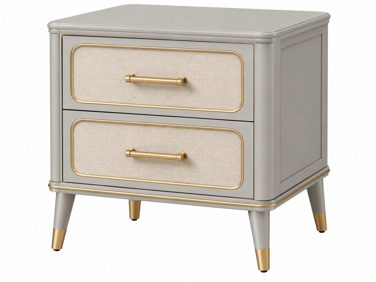 Comodino Due Cassetti Legno/Beige Moderno Camera da Letto