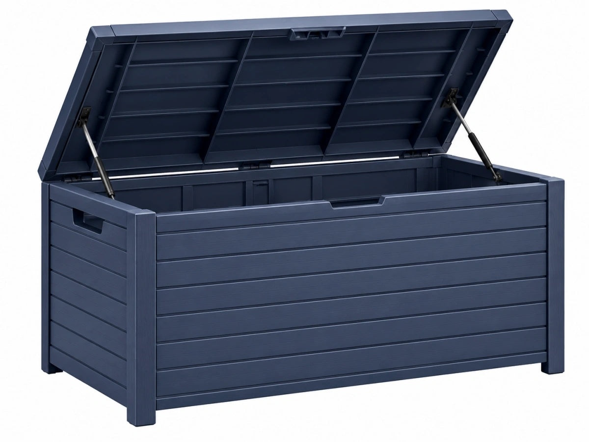 Cassapanca da Giardino - 120x50x60 cm - Resina Blu - Contenitore Esterno