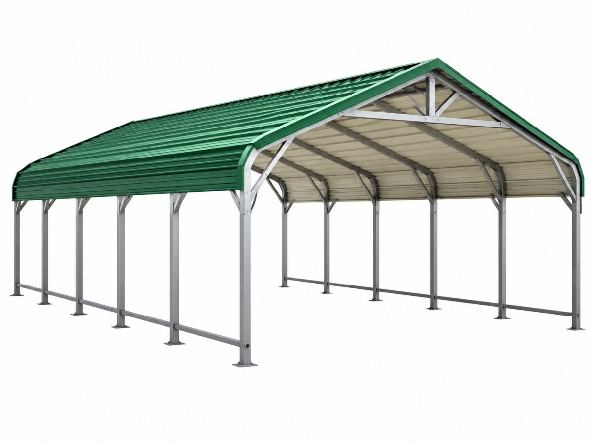 Tettoia per Auto in Metallo - 300x600x280cm - Verde/Grigio