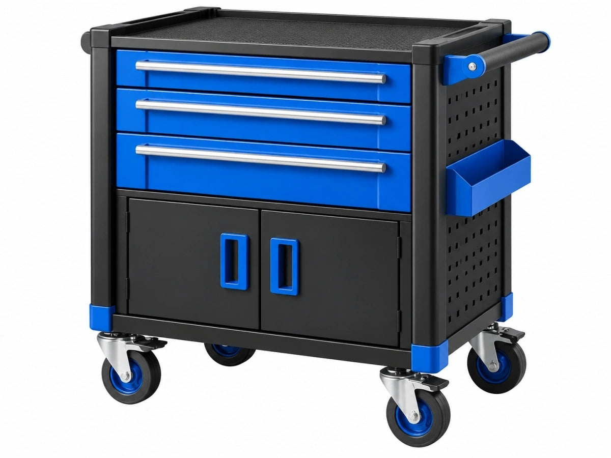 Carrello Attrezzi Metallo con Ruote - 3 Cassetti