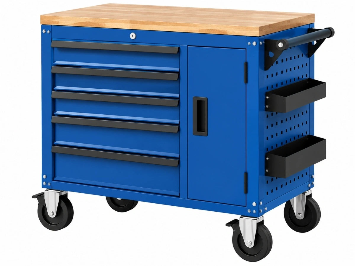 Carrello Portautensili 5 Cassetti Metallo Blu - Officina/Laboratorio