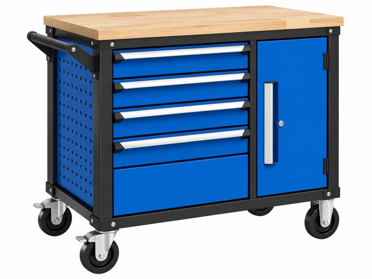 Carrello Portautensili - Metallo/Legno - Blu/Nero