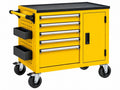 Carrello Portautensili in Metallo - Giallo con 5 Cassetti e Sportello