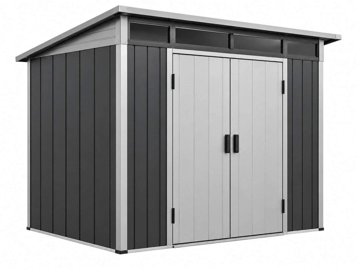Capanno da Giardino in Metallo - 200x150x210cm - Grigio/Nero