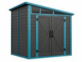 Capanno da Giardino 180x100x200cm in Resina Grigio/Blu con Doppia Porta